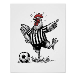 Pôster Camisa de Gravura Vintage de Futebol de Frango Div