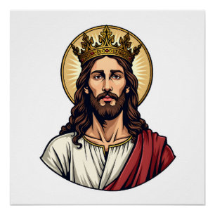 Pôster Camisa de Gravura Vintage Jesus Coroa Halo 2