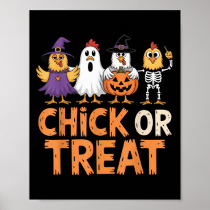 Poster Camisa De Halloween De pintinho Ou De Tratamento P