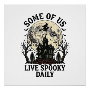 Pôster Camisa de Halloween Diário com Lua Assombrada Vint