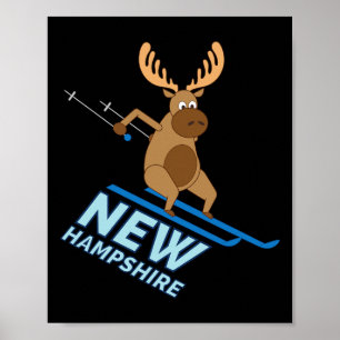Poster Camisa de Inverno de Esquiar de Alce de New Hampsh