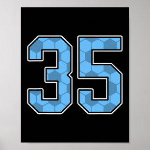 Poster Camisa de Jogador de Futebol Azul Padrão Número 35