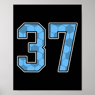 Poster Camisa de jogador de futebol azul padrão número 37