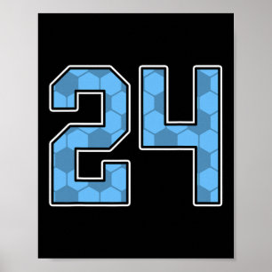 Poster Camisa de jogador padrão de futebol azul número 24