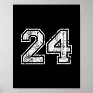 Poster Camisa de Jogador Sketll Número 24 Vintage Desgast