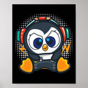 Poster Camisa de Jogos de Pingüim Meninos Presente de Gam