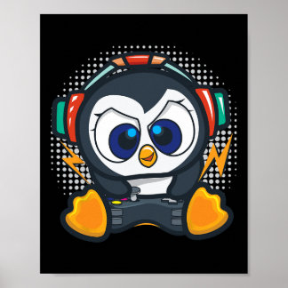 Poster Camisa de Jogos de Pingüim Meninos Presente de Gam