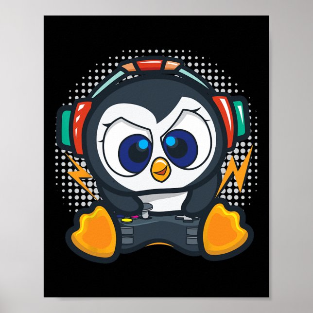 Poster Camisa de Jogos de Pingüim Meninos Presente de Gam (Frente)