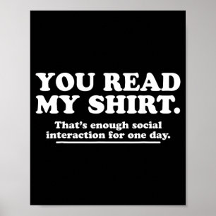 Poster Camisa de Leitura Citação Engraçada de Humor Sarcá