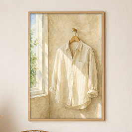Poster Camisa de Linho junto à Janela Gouache Boho Arte P