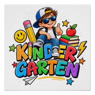 Pôster Camisa de Menino de Jardim de Infância para o Prim