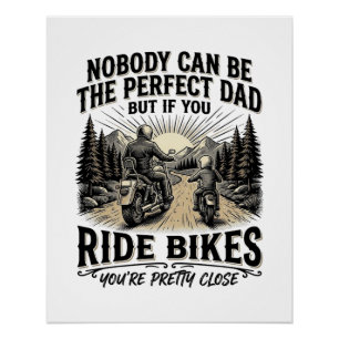 Pôster Camisa de motociclista vintage de bicicleta do pai