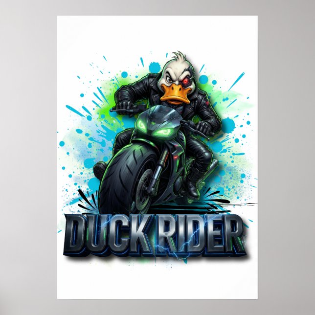 Poster Camisa de Motoqueiro Pato 3D Cyber Duck (Frente)