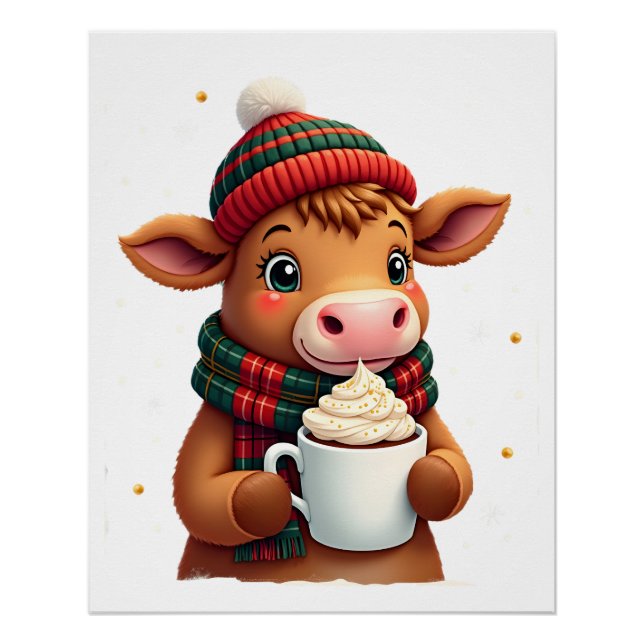 Pôster Camisa de Natal com Pincelada de Vaca das Terras A (Frente)