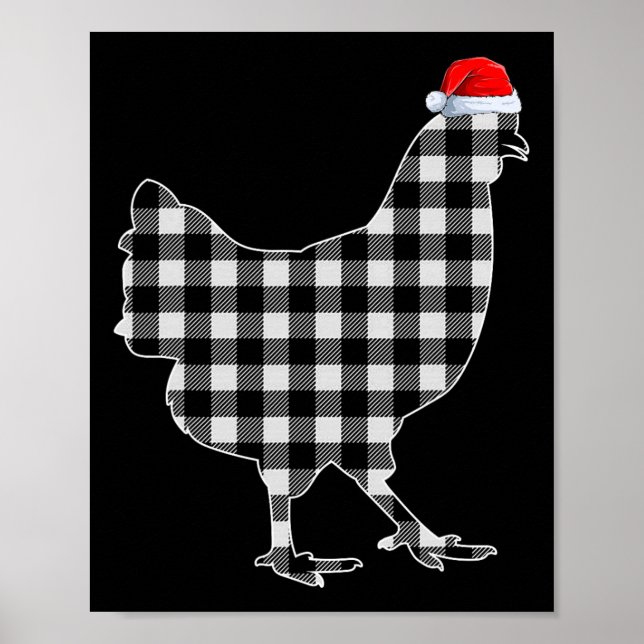 Poster Camisa De Natal De Frango Preta E Búfalo Branco Pl (Frente)