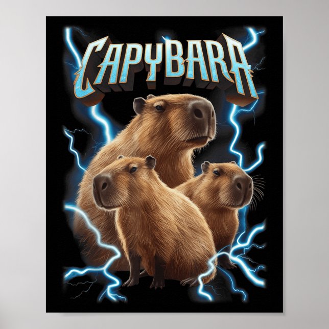 Poster Camisa de Natal de Metal Pesado da Capybara _ Holi (Frente)