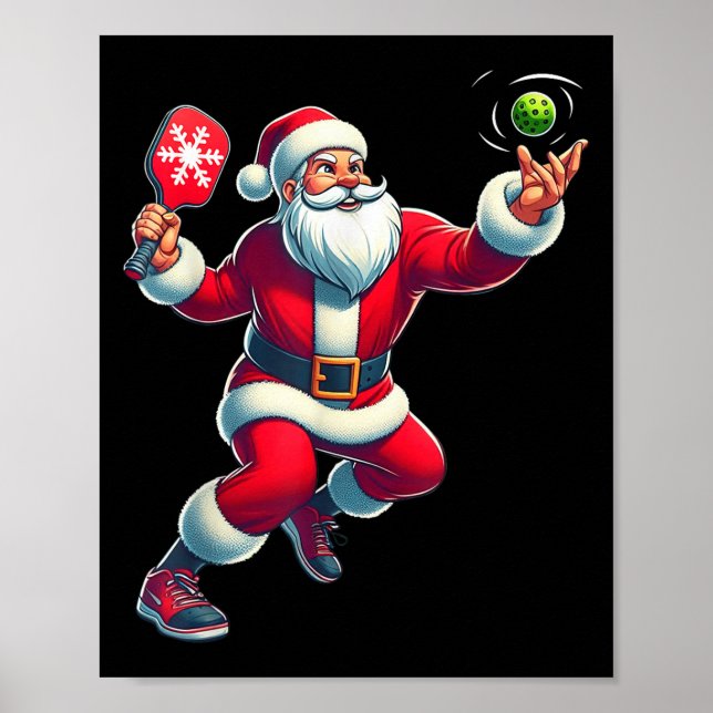 Poster Camisa de Natal de Pickleball de Papai Noel para M (Frente)