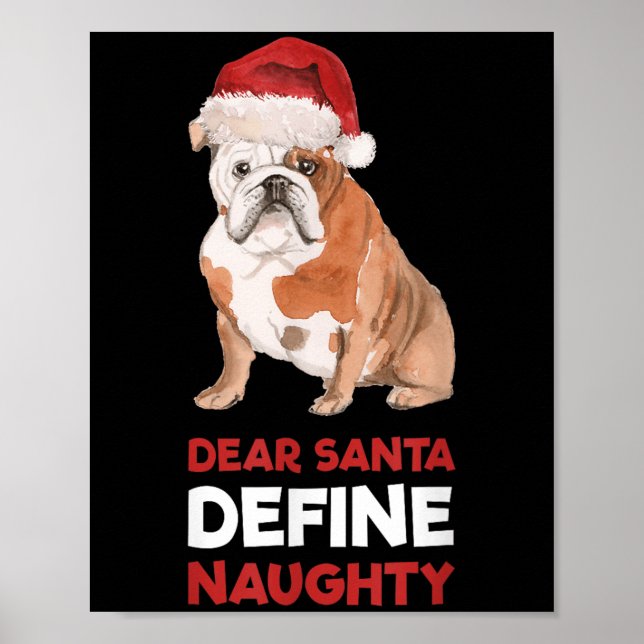 Poster Camisa de Natal do Buldogue Inglês - Prezados Papa (Frente)