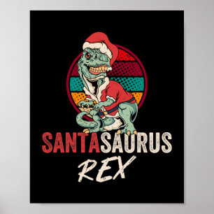Poster Camisa de Natal do Trex Santasaurus Rex Dinossaur