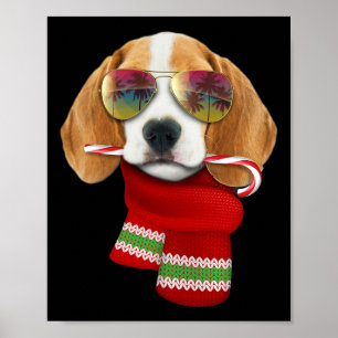 Poster Camisa de Natal em Julho Beagle Sungles Amantes de