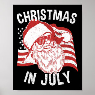 Poster Camisa De Natal Em Julho Retro Hipster Papai Noel 