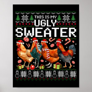 Poster Camisa de Natal Feia de Galinha Engraçada Design d