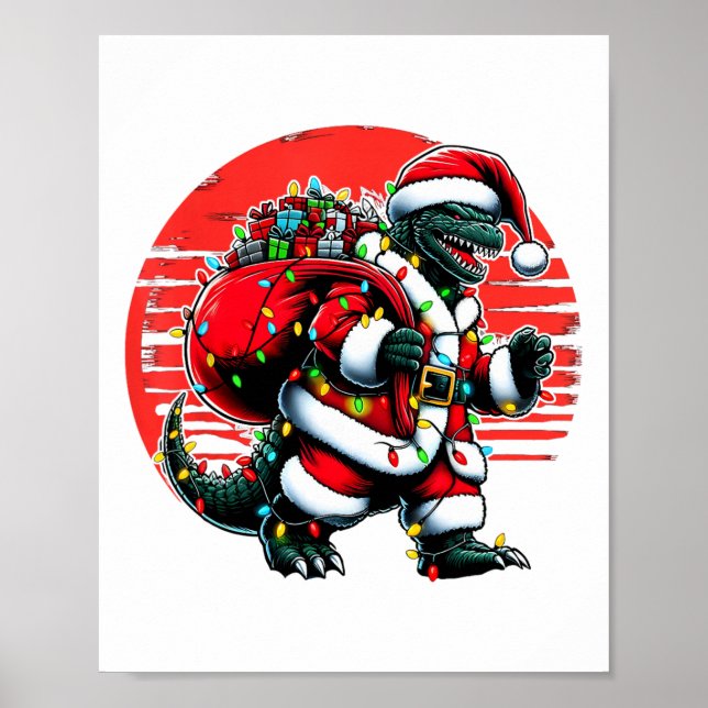 Poster Camisa de Natal Santazilla Monstro Japonês Kaiju  (Frente)