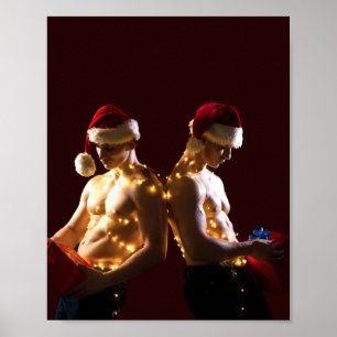 Poster Camisa de Natal sem camisa do SlipperyJoe homens f