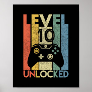 Poster Camisa de nível 10 desbloqueado, jogador de vídeo