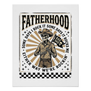 Pôster Camisa de Pai Cowboy Esqueleto Vintage Paternidade