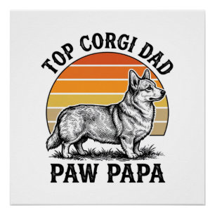 Pôster Camisa de Papai Corgi Vintage Sunset Cachorro Pres