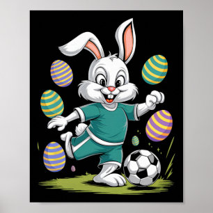 Poster Camisa de Páscoa de Futebol Meninos Bunny de Pásco