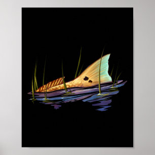 Poster Camisa de peixe tambor vermelho cauda de robalo ve