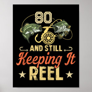 Poster Camisa De Pesca De Aniversário De 80 Engraçado Par