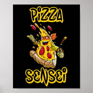 Poster Camisa de Pizza Sensei de Pizza Engraçado Karate A