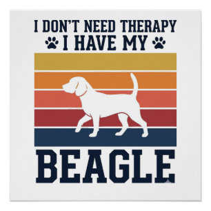 Pôster Camisa de Terapia de Cachorro Beagle Vintage Desig