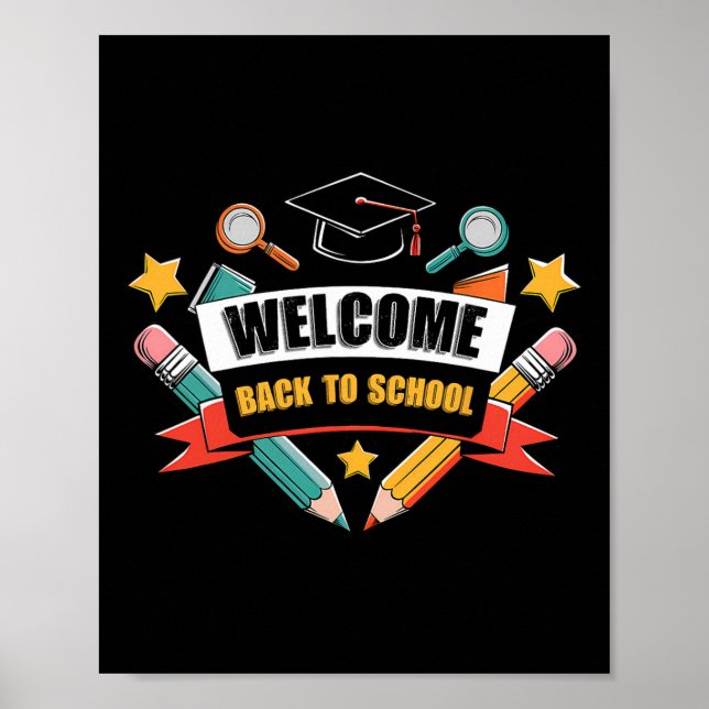 Poster Camisa de Volta às Aulas Fofa 2025 Aluno Maçã Lápi (Frente)