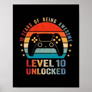Poster Camisa Desbloqueada Nível 10 Aniversário de 10 ano