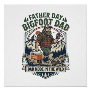 Pôster Camisa Dia dos Pais Bigfoot Pai Homem Família Mito
