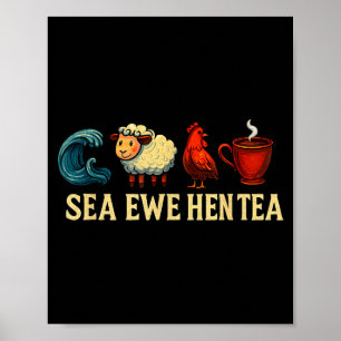 Poster Camisa Divertida Chá de Ovelha Galinha Chá de Ovel