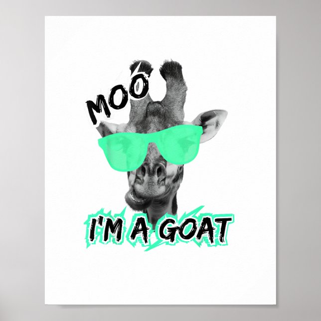 Poster Camisa Divertida de Girafa Moo Eu Sou uma Cabra An (Frente)