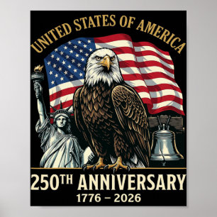 Poster Camisa do 250º Aniversário EUA Patriótica Liberdad