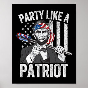 Poster Camisa do Abraham Lincoln 4 de Julho Homens Americ