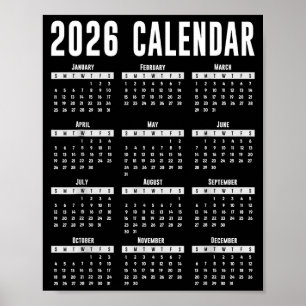 Poster Camisa do Calendário 2026 Calendário 26 2026 
