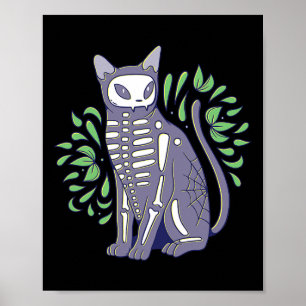 Poster Camisa do crânio de gato - Gatinho Skeleton Hallow