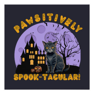 Pôster Camisa do Dia das Bruxas Camisas de gato preto