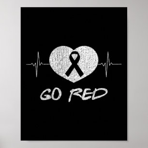 Poster Camisa do Dia de Ir Vermelho Fita do Coração Mês d