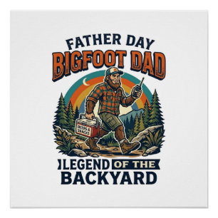 Pôster Camisa do Dia dos Pais Bigfoot Pai Lanches Herói P