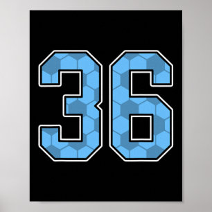 Poster Camisa do Jogador de Futebol Azul Padrão Número 36