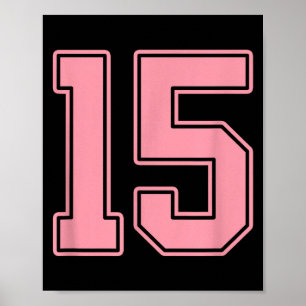 Poster Camisa do Jogador Número 15 Rosa Uniforme #15